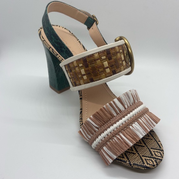 Coach Robin Raffia White and Beige Heel 8 - Picture 9 of 13